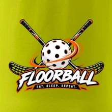 Florbalové hokejky s děrovaným míčkem eat sleep repeat