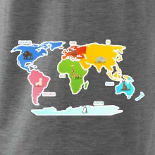 Světové kontinenty s názvy a zvířátky