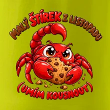 Malý listopadový štírek chrání čokoládovou sušenku