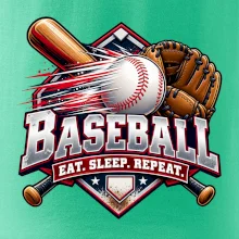 Baseballová pálka s rukavicí eat sleep repeat