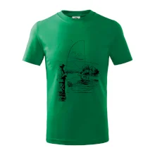 Kreslený rybář s podběrákem