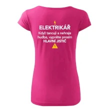 Elektrikář - hlavní jistič - Nápis na zádech