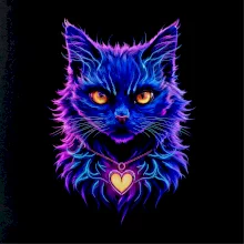 Fialovo modrá kočka se srdcem