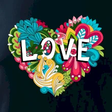 Love nápis květovaný