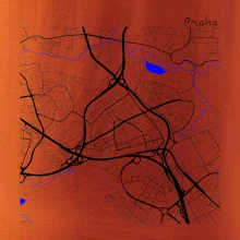 Praha - 14100 mapa s vodními toky