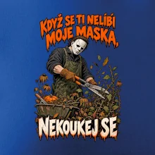 Maskovaný hororový zahradník se zahradními nůžkami