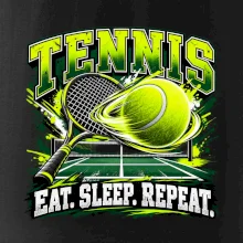 Tenisová raketa a míček eat sleep repeat
