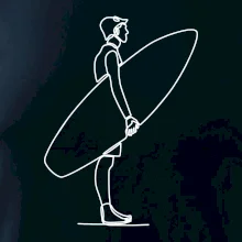 Surfař stojící jedním tahem