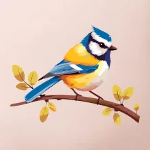 Sýkorka modřinka kreslená