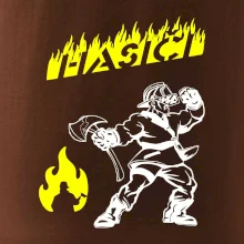 Hasič stojící - nápis hasiči - Velký nápis  na zádech