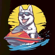 Husky na vodním skútru