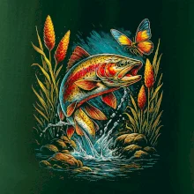 Obrázek pstruh a motýl