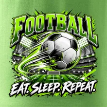 Fotbalový míč a stadion eat sleep repeat