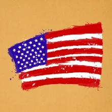 Americká vlajka ohnutá