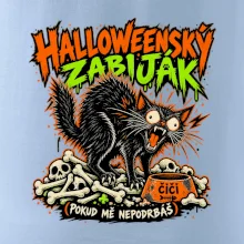 Halloweenský černý kocour čeká na podrbání