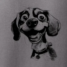 Černobílá karikatura bígl