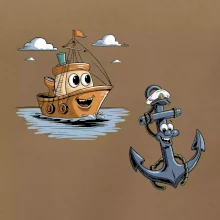 Parové triko - Loď a kotva