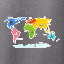 Světové kontinenty s názvy a zvířátky