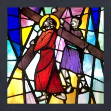 Vitráž - Ježíš a kříž