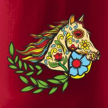 Kůň barevný s listy