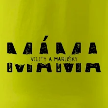 Černý nápis máma a jména dětí