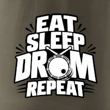 Eat sleep drum repeat - minimalistický bubenický slogan