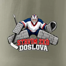 Hokejový brankář staví zeď