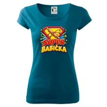 Super babička komiksový znak s válečkem a brýlemi