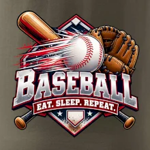 Baseballová pálka s rukavicí eat sleep repeat