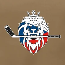Lev s hokejkou v tlamě - Česká vlajka