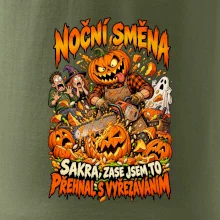 Noční směna dýňáka s motorovou pilou