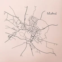 Černobílá mapa Blatná