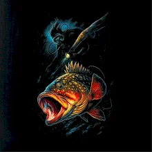 Ryba s otevřenou tlamou a potápěč