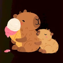 Kapybara se zmrzlinou