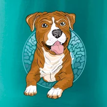 Americký staford kreslený v kolečku (Pecka design)