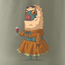 Alpaka s vínem žena