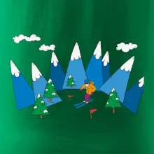 Lyžař a barevné hory