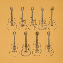 Typy kytar černé kresby