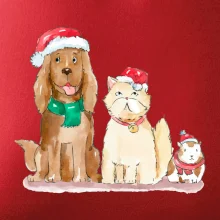 Veselé vánoce - pes, křeček a kočka