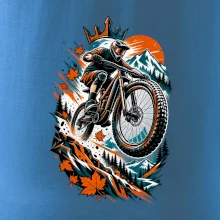 Listopadový horský cyklista při adrenalinovém skoku