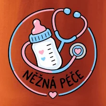 Něžná péče - kruhový znak s lahvičkou