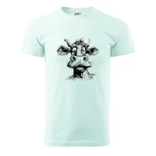 Černobílá karikatura světlá kráva hlava