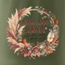 Listopadová žena s bílým vínem v boho věnci