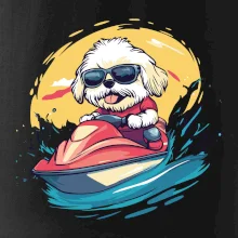 Lhasa Apso na vodním skútru