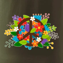 Peace symbol prorostlý květinami