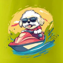 Lhasa Apso na vodním skútru