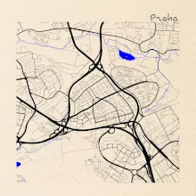 Praha - 14100 mapa s vodními toky