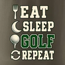 Eat sleep golf repeat typografie