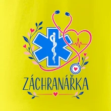 Záchranářka s květy a křížem