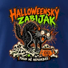 Halloweenský černý kocour čeká na podrbání